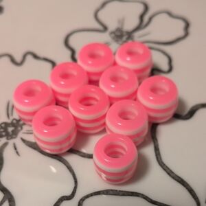 Pink and White Striped Beads